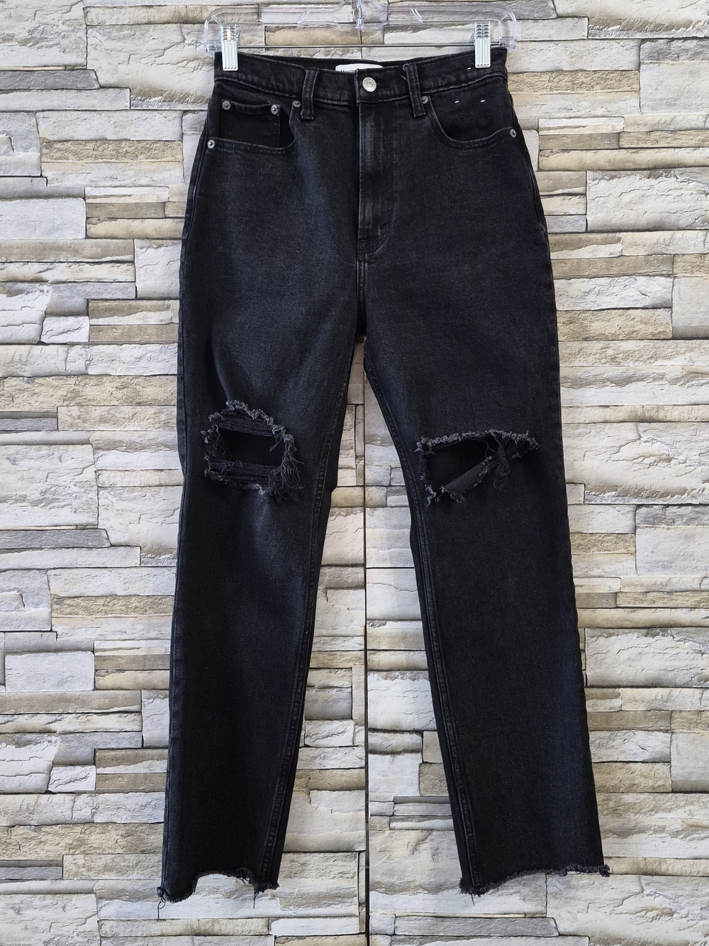 ​Abercrombie & Fitch Ankle Straight Jeans Women's 27/4R Black Streetwear Grunge